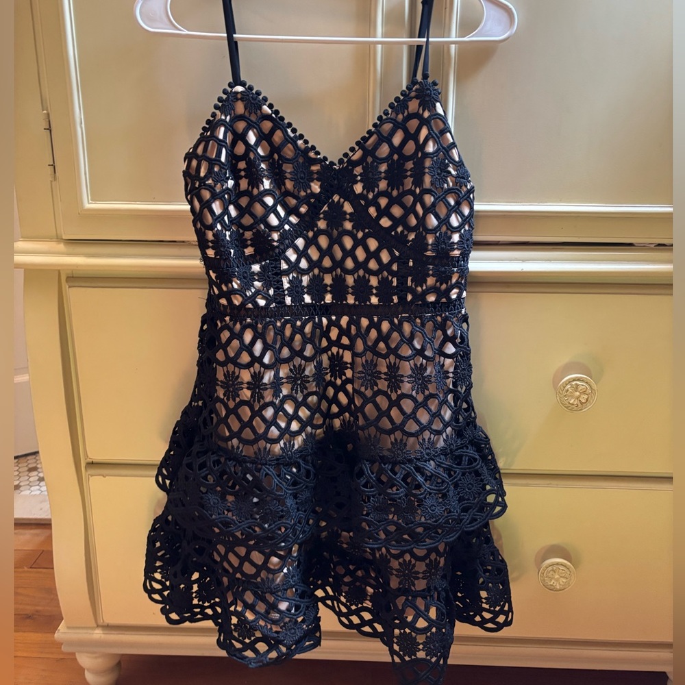 NEW Lulus Black and Nude Overlay Dress